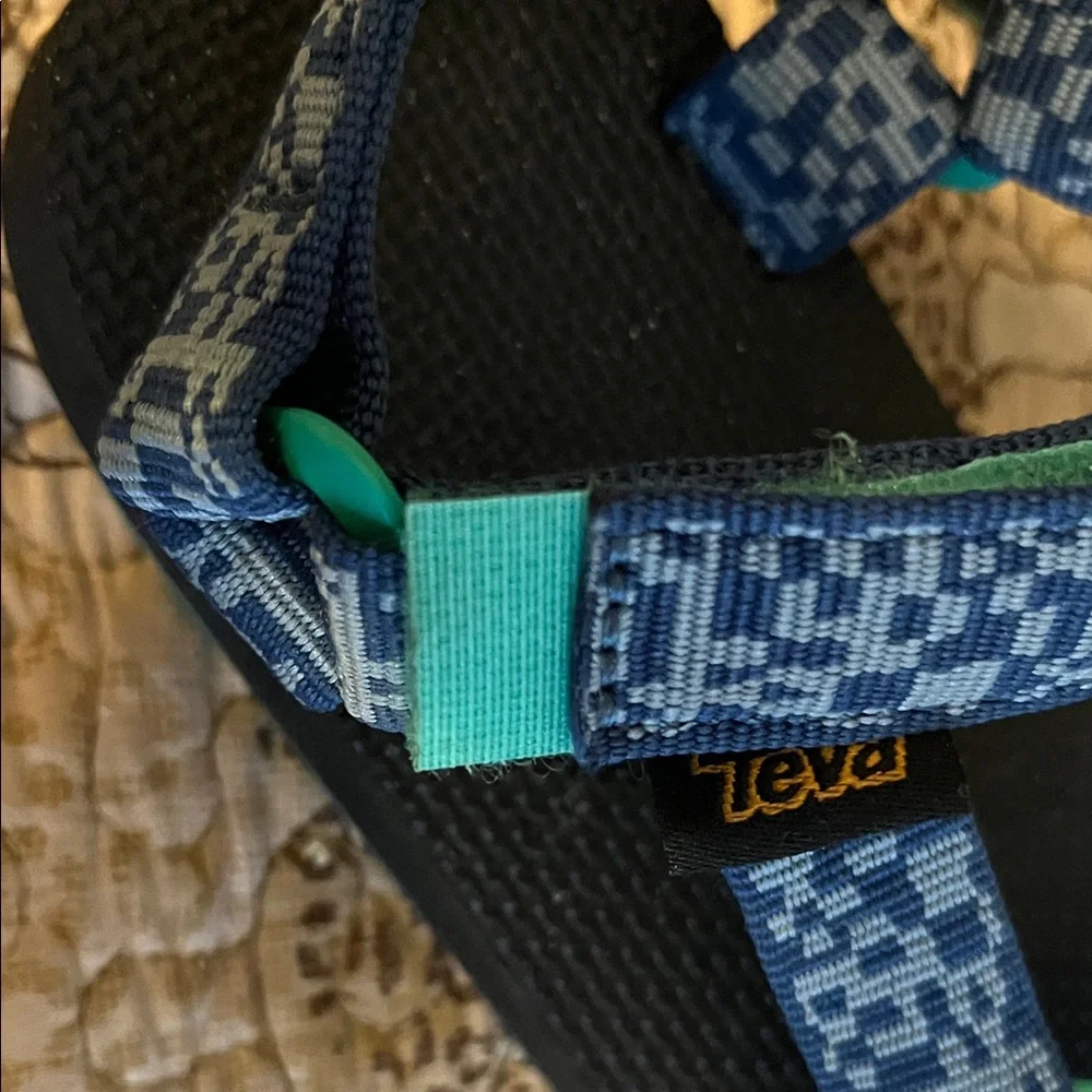 Teva Kids Blue Patterned Strap Sandals with Teal Accents
